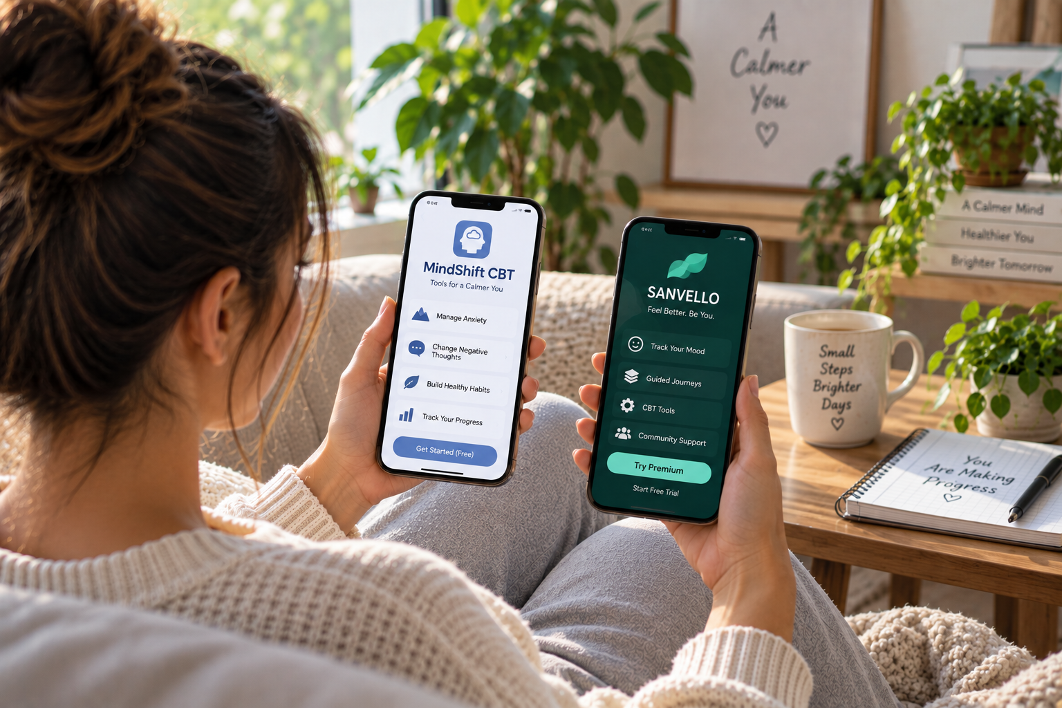 MindShift CBT vs Sanvello: Free vs Paid CBT-Based Anxiety Apps